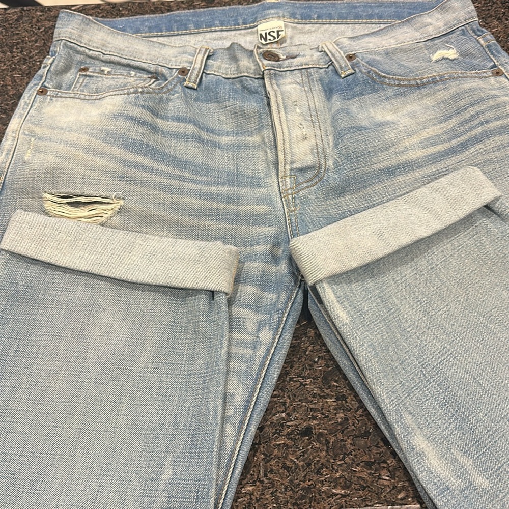 NSF Light Blue Distressed Jeans “straight slouch”